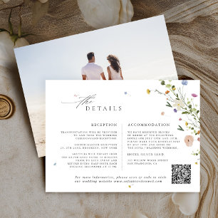 Cartão De Informações Casamento Colorido de Primavera Wildflower Meadow 