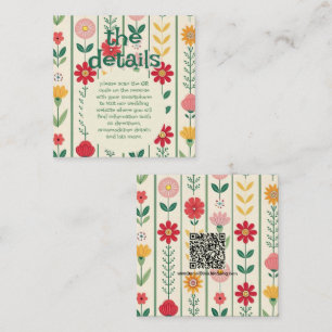 Cartão De Informações Casamento Colorido de Primavera Wildflower Meadow 