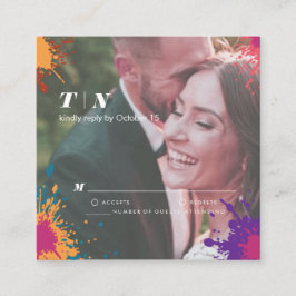 Cartão De Informações Casamento Colorido Retro Moderno