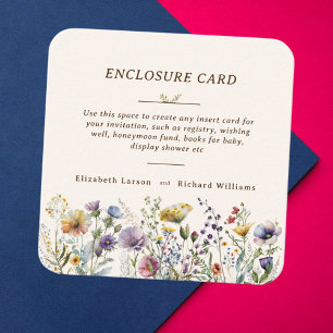Cartão De Informações Casamento com Aquarela Floral de Flores Silvestres