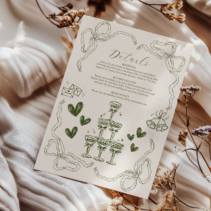 Cartão De Informações Casamento com Arte de Doodle Retro Caprichosa
