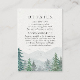 Cartão De Informações Casamento com Árvore de Pinheiro Verde da Montanha