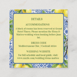 Cartão De Informações Casamento com Azulejo Siciliano e Limão
