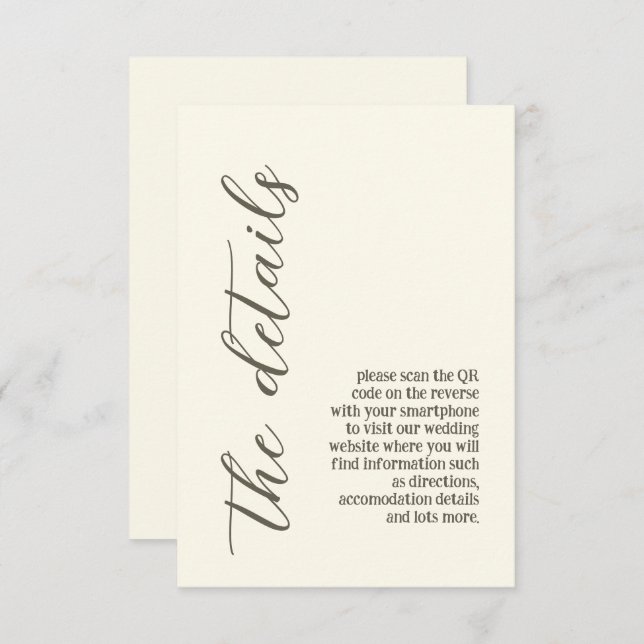 Cartão De Informações Casamento com bordas planas de roxo e creme (Frente/Verso)