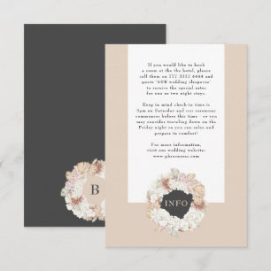 Cartão De Informações Casamento com Carvões Pampas Wreath Cream Boho Mo