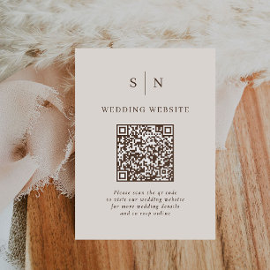 Cartão De Informações Casamento com Código QR Escaneável Minimalista e C