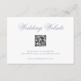 Cartão De Informações Casamento com Código QR Formal Azul Tradicional