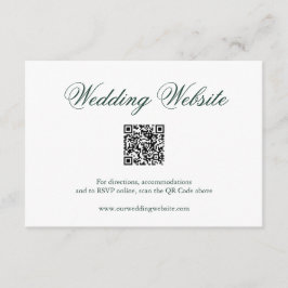 Cartão De Informações Casamento com Código QR Formal Verde Florestal Tra