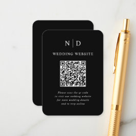 Cartão De Informações Casamento com Código QR Preto e Branco
