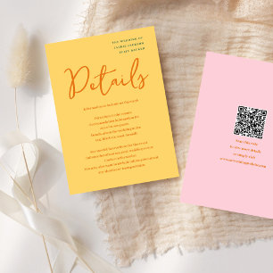 Cartão De Informações Casamento com cores divertidas amarelo e rosa abst