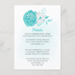 Cartão De Informações Casamento com detalhes florais românticos em branc