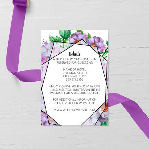 Cartão De Informações Casamento com Flores Roxo Hydrangea