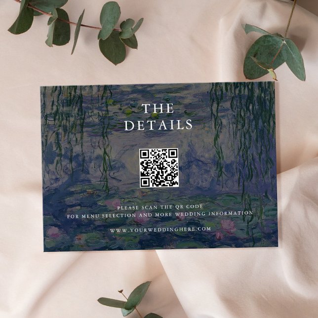 Cartão De Informações Casamento com Lírios de Água de Monet (Criador carregado)