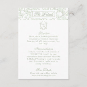 Cartão De Informações Casamento com Monograma de Floral Crest em Verde S