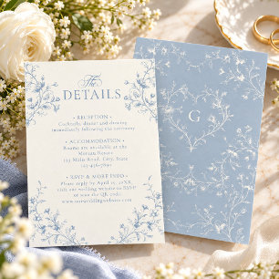 Cartão De Informações Casamento com Monograma em Coração Vitoriano Flora