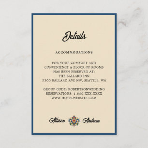Cartão De Informações Casamento com Rosemaling Norueguesa   Detalhes do 