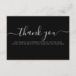 Cartão De Informações Casamento com Tipografia Branca Negra Moderna Obri