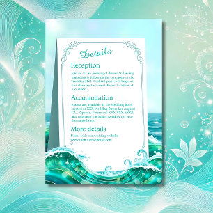 Cartão De Informações casamento com vibração de onda costeira abstrata t