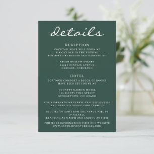 Cartão De Informações Casamento da Árvore Aspen Verde