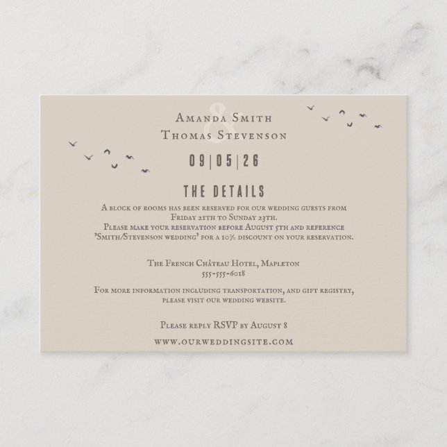 Cartão De Informações Casamento da paisagem rústica de outono elegante (Frente)