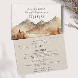 Cartão De Informações Casamento da paisagem rústica de outono elegante