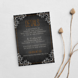 Cartão De Informações Casamento Dark de Feriado de Halloween Férado Góti
