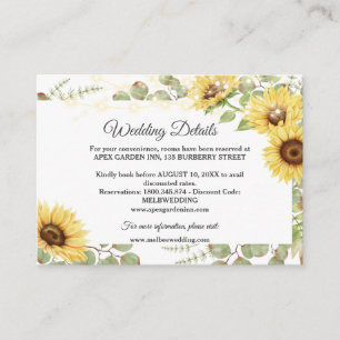 Cartão De Informações Casamento das Luzes de Cordas de Girassol Verde