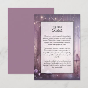 Cartão De Informações Casamento das Luzes de Fada de Lavanda Mágica