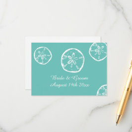 Cartão De Informações Casamento de areia e dólar com concha e praia bran