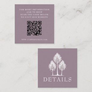 Cartão De Informações Casamento de Árvore Dusty Rosa Aspen QR