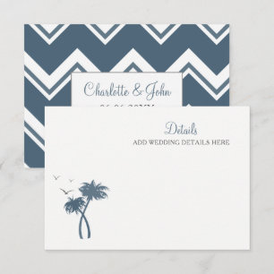 Cartão De Informações Casamento de Árvore Tropical Azul
