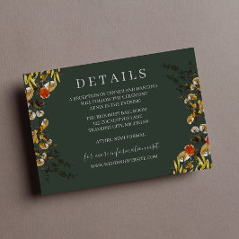 Cartão De Informações Casamento de Autumn Foliage, Seco Greenery Wreath