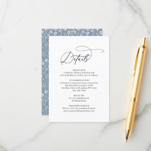 Cartão De Informações Casamento de Azul com Derramamento Elegante Elegan