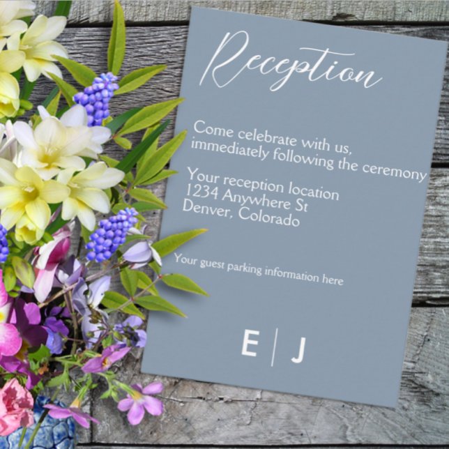 Cartão De Informações Casamento de Azul Mínimo Dusty (Criador carregado)