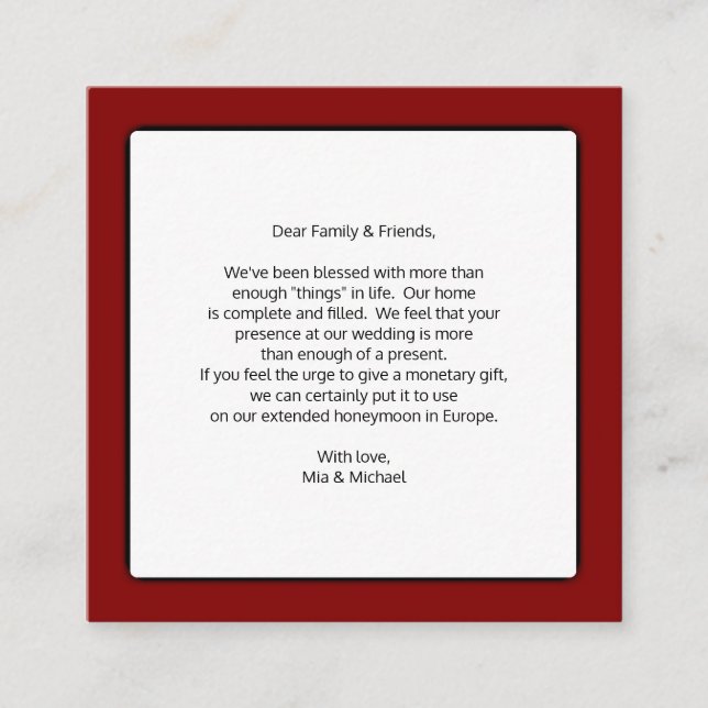 Cartão De Informações Casamento De Bem-Vindo De Boas Dobras De Dinheiro (Frente)