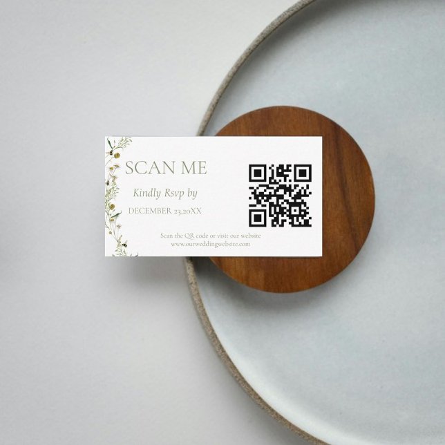 Cartão De Informações Casamento de Boho Daisy Beidge Wildflower (Criador carregado)