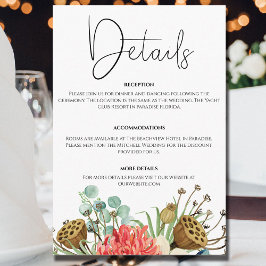 Cartão De Informações Casamento de Buquê de Cores de Água de Boho Selvag