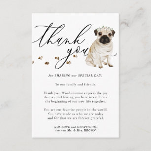Cartão De Informações Casamento de cachorrinho Pug Obrigado