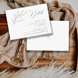 Cartão De Informações Casamento de Caligrafia Branca/Preta Minimalista M