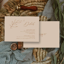 Cartão De Informações Casamento de Caligrafia Floral Minimalista Elegant