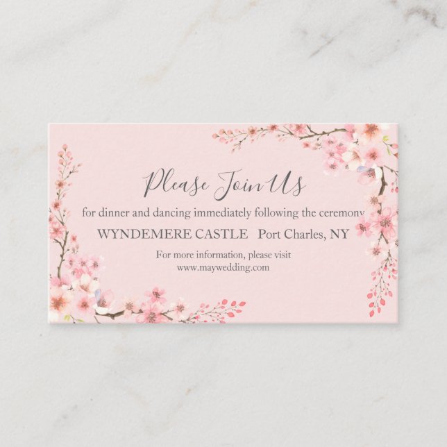 Cartão De Informações Casamento de Cherry Blossom (Frente)