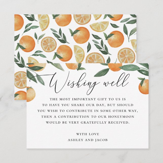 Cartão De Informações Casamento de citros de aquarela. Jardim desejando  (Frente/Verso)