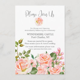 Cartão De Informações Casamento de Código QR Botânico Cor-de-Rosa-Rosa-B