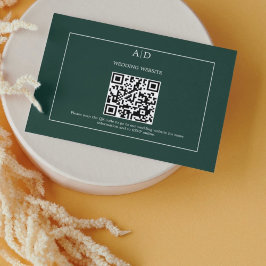 Cartão De Informações Casamento de Código Qr de Casamento Verde Esmerald