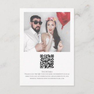 Cartão De Informações Casamento de Código QR de Foto Minimalista