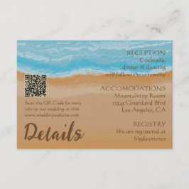 Cartão De Informações Casamento de Código QR de Praia do Oceano Tropical