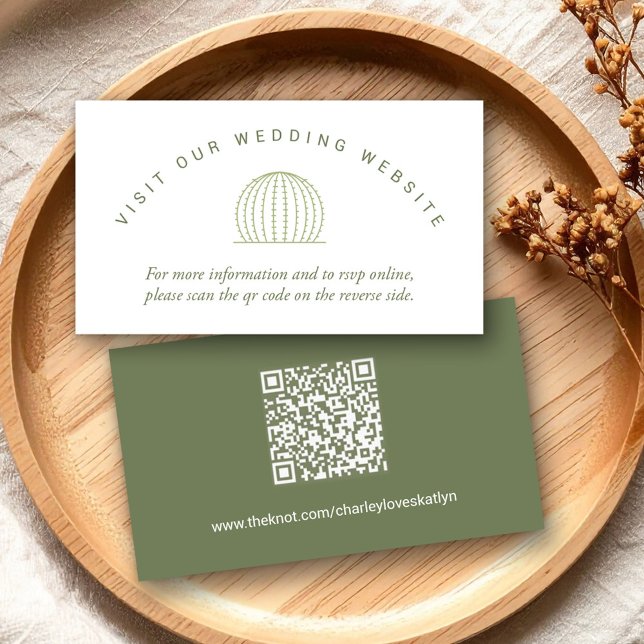 Cartão De Informações Casamento de Código QR do Cactus Moderno Sudoeste (Modern Southwestern Cactus QR Code Wedding Enclosure Card)