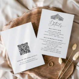 Cartão De Informações Casamento de Código QR do Elegante Barn Details