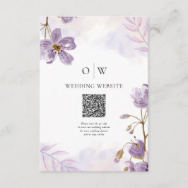 Cartão De Informações Casamento de Código QR Floral Roxo Elegante