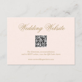 Cartão De Informações Casamento de Código QR Formal Cor-de-rosa-Blush Tr
